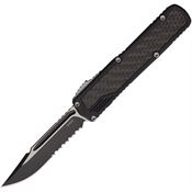 Guardian Tactical 142212 Auto Scout Two-Tone Part Serrated Elmax Clip Point OTF Knife Black/Carbon Fiber Handles