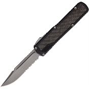 Guardian Tactical 142512 Auto Scout Stonewash Part Serrated Elmax Clip Point OTF Knife Black Handles