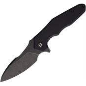 Hightron 05BLKBS Mini Ventura Black Stonewash D2 Carbon Steel Linerlock Knife Black G10 Handles