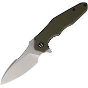 Hightron 05GRNS Mini Ventura Stonewash D2 Carbon Steel Linerlock Knife Green G10 Handles