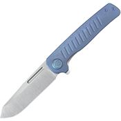 Kubey 315C Steelhead Satin Reverse Tanto Linerlock Knife Blue Stonewash Handles