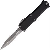 Microtech 1702M11AP Auto Hera II Mini Apocalyptic Part Serrated Double Edge Dagger OTF Knife Black Handles