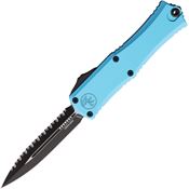 Microtech 1702M5TQ Auto Hera II Mini Satin Part Serrated Double Edge Dagger OTF Knife Turquoise Handles