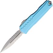 Microtech 124211TQ Auto Cypher II Stonewash Part Serrated Double Edge OTF Knife Turquoise Handles