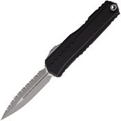 Microtech 124212AP Auto Cypher II Apocalyptic Serrated Double Edge OTF Knife Black Handles