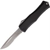 Microtech 170511AP Auto Hera II Apocalyptic Part Serrated Recurve OTF Knife Black Handles