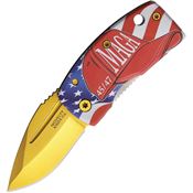 Novelty Cutlery 344 Maga Money Clip Gold Framelock Knife MAGA Handles