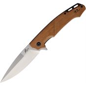 Roper 0044 Gunslinger Satin D2 Carbon Steel Spear Point Linerlock Knife Brown Wood Handles