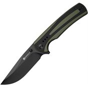 SenCut 240572 Regnator Black Clip Point Linerlock Knife OD Green/Black G10 Handles