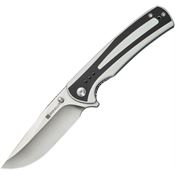 SenCut 240573 Regnator Satin Clip Point Linerlock Knife White/Black G10 Handles