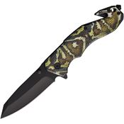 S-TEC 2701912 Assist Open Black Linerlock Knife Snake Handles
