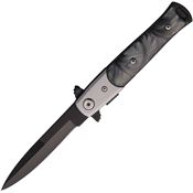 S-TEC 27108BK1 Stiletto Style Black Spear Point Linerlock Knife Black Swirl Handles