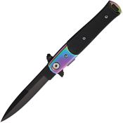 S-TEC 27108RB Stiletto Style Black Spear Point Linerlock Knife Black Stainless Handles