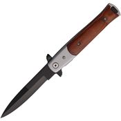 S-TEC 27107SL3 Stiletto Style Black Linerlock Knife Brown Handles