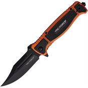 Tac Force 2008OR Assist Open Black Clip Point Linerlock Knife Black/Orange Nylon Handles