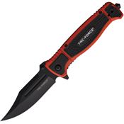 Tac Force 2008RD Assist Open Black Clip Point Linerlock Knife Black/Red Nylon Handles