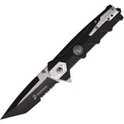 USMC A3004GY Assist Open Black Part Serrated Tanto Linerlock Knife Gray/Black Nylon Handles