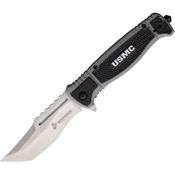 USMC A3005GY Assist Open Satin Tanto Linerlock Knife Gray/Black Nylon Handles