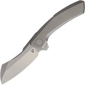 Vanguard G011 Mini Stonewash Cleaver Framelock Knife Gray Handles