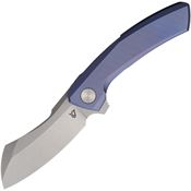 Vanguard G012 Mini Stonewash Cleaver Framelock Knife Blue Handles
