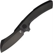 Vanguard G014 Mini Cleaver Black Stonewash Framelock Knife Black Titanium Handles