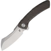 Vanguard G016 Mini Stonewash Cleaver Framelock Knife Flame Handles