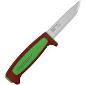 Mora 02895 Basic 511 Carbon Steel Fixed Blade Knife Green/Red Handles