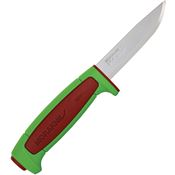 Mora 02892 Basic 546 Dala Satin Stainless Fixed Blade Knife Red/Green Handles