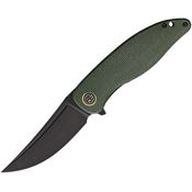 Petrified Fish P06GRMDW Simum Black Stonewash Linerlock Knife Green Micarta Handles