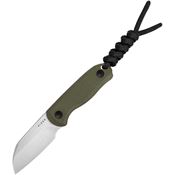 Kizer 1093A1 Drop Bear Satin Sheepsfoot Fixed Blade Knife OD Green G10 Handles