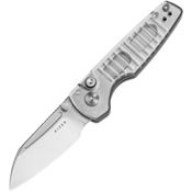 Kizer V2706A2 Parakeet Satin Drop Point Button Lock Knife Clear Acrylic Handles