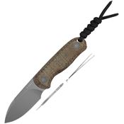 Kizer 1094A1 Drop Bear Gray Stonewash Drop Point Fixed Blade Knife Brown Micarta Handles