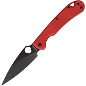 Daggerr 2RDDLC Zhalo Black D2 Carbon Steel Linerlock Knife Red G10 Handles