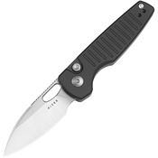 Kizer V2706A4 Parakeet Satin Drop Point Button Lock Knife Black Handles