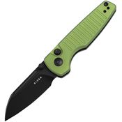 Kizer V2706A5 Parakeet Black Drop Point Button Lock Knife Green Handles