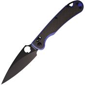 Daggerr 2CFBLUDX Zhalo Black D2 Carbon Steel Linerlock Knife Blue G10 Handles