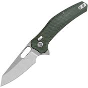 QSP 164B1 Emu Stonewash Clip Point Glyde Lock Knife Green Micarta Handles