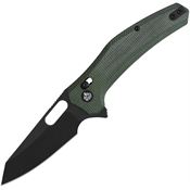 QSP 164B2 Emu Black Clip Point Glyde Lock Knife Green Micarta Handles