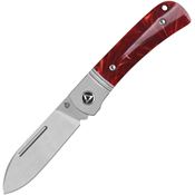 QSP 142SPC Hedgehog Satin Spear Point Slip Joint Knife Red Resin Handles