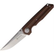Maxace MSM206 Samurai 2.0 Stonewash Linerlock Knife Brown Micarta Handles