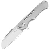 Kizer 3714A1 Crest Satin Sheepsfoot Framelock Knife Gray Handles