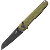 MKM-Maniago MIAGB Miura Black Stonewash Sheepsfoot MagnaCut Button Lock Knife Green Handles