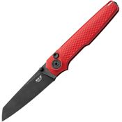 MKM-Maniago MIARDB Miura Black Stonewash Sheepsfoot MagnaCut Button Lock Knife Red Handles