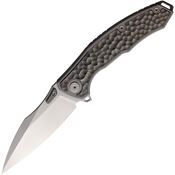 Maxace MM371A Halictus III Satin Framelock Knife Gray Titanium/Hammered Zirconium Handles