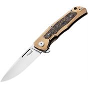LionSTEEL Q4BR Q4ttro Satin MagnaCut Framelock Knife Bronze Titanium/Carbon Fiber Handles