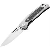 LionSTEEL Q4GY Q4ttro Satin MagnaCut Framelock Knife Gray Titanium/Carbon Fiber Handles