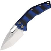 Heretic 0112AG10BLU Auto Medusa Stonewash MagnaCut Tanto Button Lock Knife Blue/Black G10 Handles