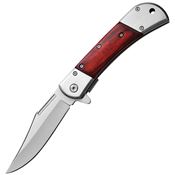 ElitEdge 10009SW Assist Open Linerlock Knife Silver/Wood Handles