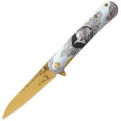 Elk Ridge A2007BR Wildlife Framelock Knife Assist Open Bear Handles