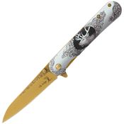 Elk Ridge A2007EK Wildlife Framelock Knife Assist Open Elk Handles